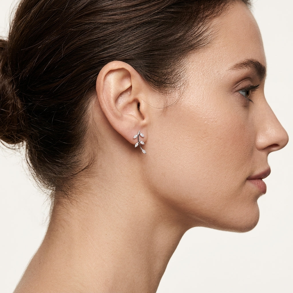Celestial Vine Diamond Earring worn by model - Vicenza Miami