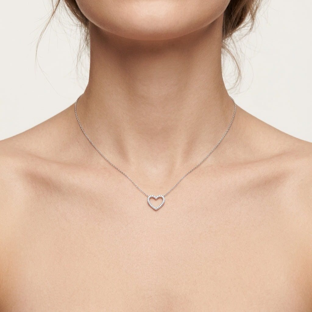 Imperial Diamond Pendant White Gold Diamond II worn by model - Vicenza Miami