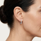 Sapphire & Diamond Hoop Earring worn by model - Vicenza Miami