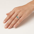 Regal Diamond & Emerald Ring worn by model - Vicenza Miami