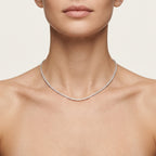 Classic Tennis Necklace worn by model - Vicenza Miami