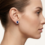 Essence Diamond & Blue Sapphire Earring worn by model - Vicenza Miami