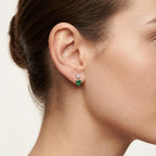 Drop Earrings Heart-shaped Emerald worn by model - Vicenza Miami