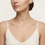 Signature Diamond Pendant White Gold Diamond worn by model - Vicenza Miami