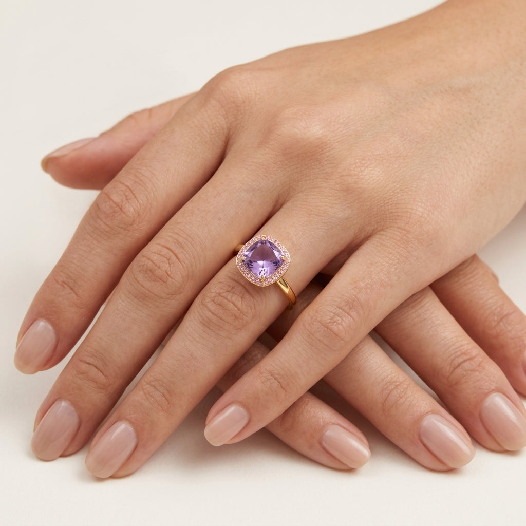 Legacy Diamond & Semi precious Ring worn by model - Vicenza Miami