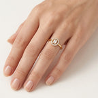 Dainty Diamond & Tsavorite Ring worn by model - Vicenza Miami