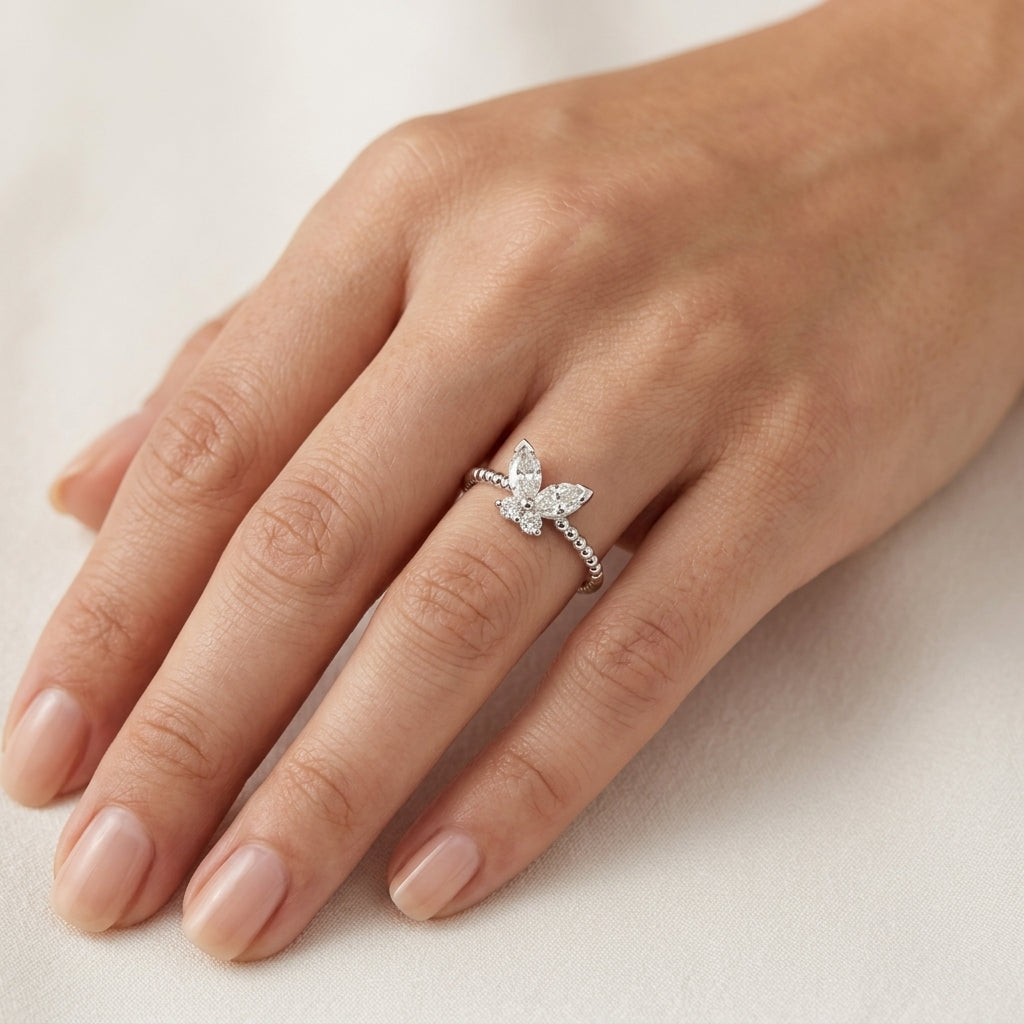 Imperial Butterfly Diamond Ring worn by model - Vicenza Miami