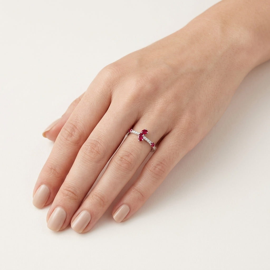 Radiant Ring White Gold Diamond worn by model - Vicenza Miami