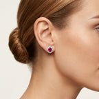 Regal Ruby Earring worn by model - Vicenza Miami