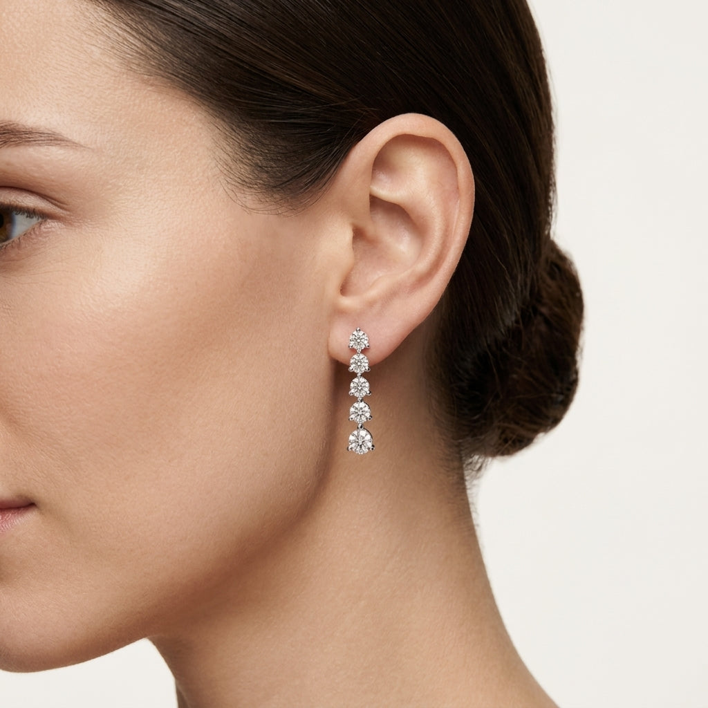 Petite Bar Diamond Earring worn by model - Vicenza Miami