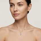 Diamond Cross Prong Set Pendant worn by model - Vicenza Miami