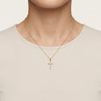 Regal Cross Diamond Pendant worn by model - Vicenza Miami