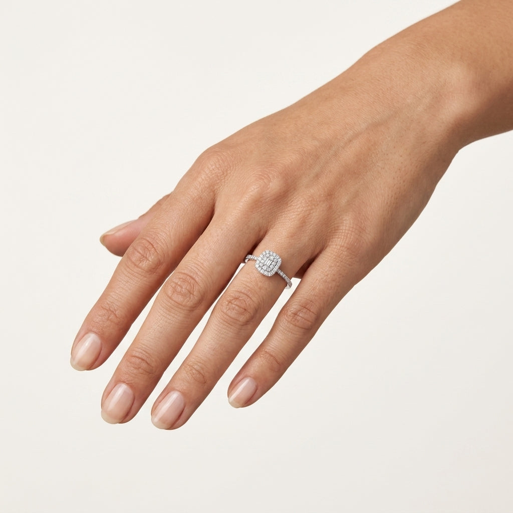 Noble Diamond Ring White Gold Diamond II worn by model - Vicenza Miami