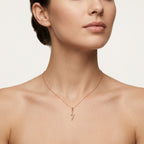 Petite Cross Diamond Pendant worn by model - Vicenza Miami