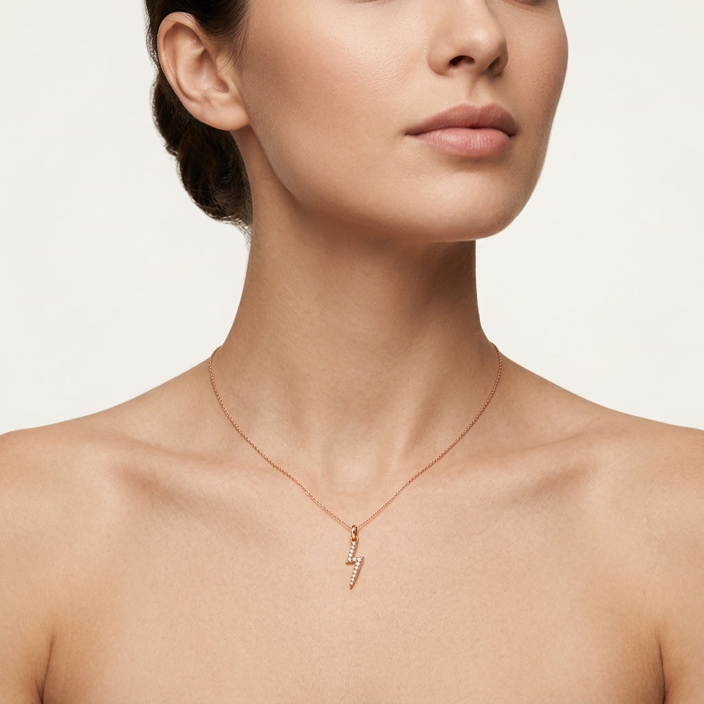 Petite Cross Diamond Pendant worn by model - Vicenza Miami