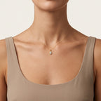 Refined Diamond Pendant Yellow Gold Diamond worn by model - Vicenza Miami