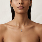 Embellished Diamond Pendant White Gold Diamond II worn by model - Vicenza Miami