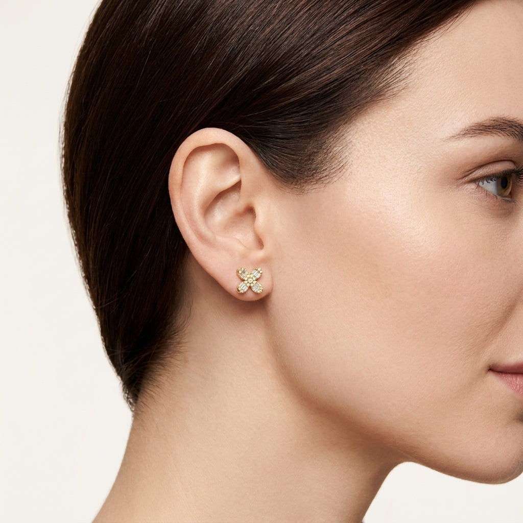 Gilded Earring worn by model - Vicenza Miami