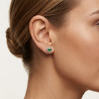 Magnificent Diamond & Emerald Earring worn by model - Vicenza Miami