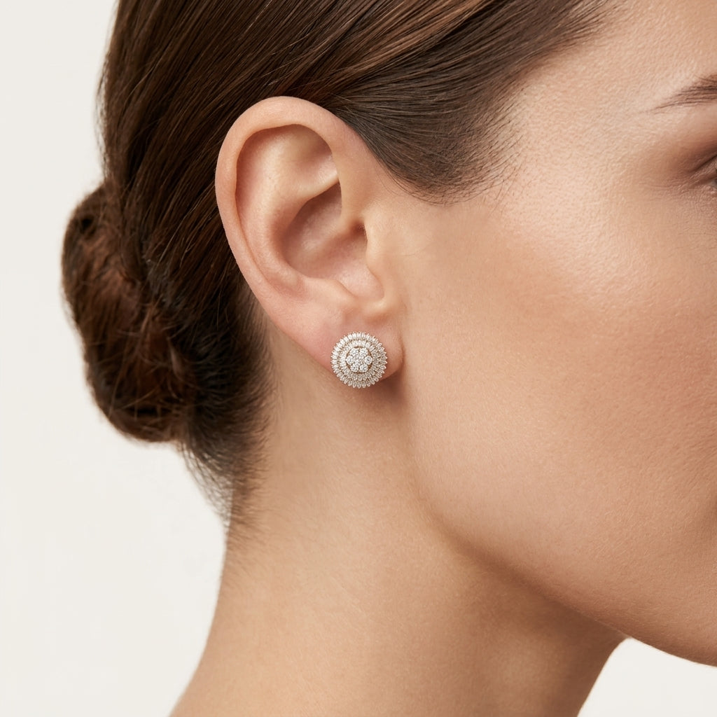 Stellar Tanzanite Diamond Earring worn by model - Vicenza Miami