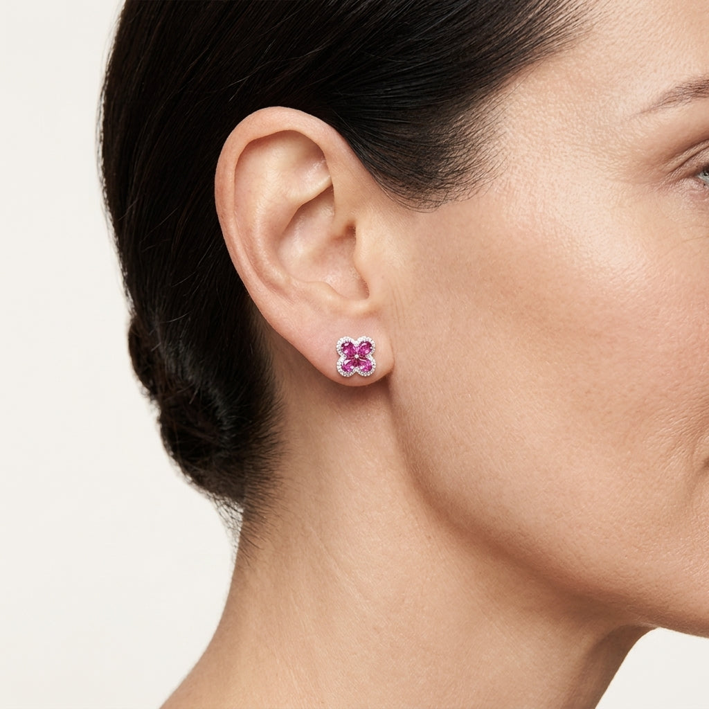 Lavish Diamond Earring worn by model - Vicenza Miami