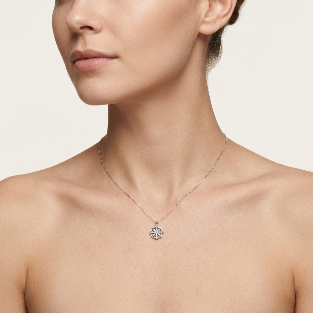 Sovereign Diamond Pendant worn by model - Vicenza Miami