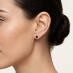 Petite Diamond & Garnet Earring worn by model - Vicenza Miami