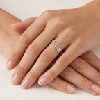 Petite Feather Diamond Ring worn by model - Vicenza Miami