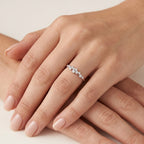 Petite Diamond & Blue Sapphire Ring worn by model - Vicenza Miami