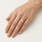 Adorned Diamond Ring Yellow Gold Diamond II worn by model - Vicenza Miami
