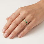 Signature Diamond & Emerald Ring worn by model - Vicenza Miami