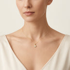 Aura Diamond Pendant Yellow Gold Diamond worn by model - Vicenza Miami