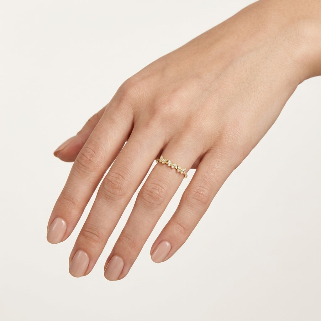 Petite Butterfly Diamond Ring worn by model - Vicenza Miami