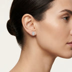 Classic Earring White Gold Diamond worn by model - Vicenza Miami