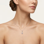 Enchanted Diamond Pendant White Gold Diamond worn by model - Vicenza Miami