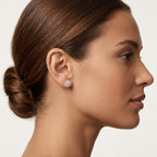 Refined Diamond Earring Rose Gold Diamond worn by model - Vicenza Miami