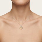 Classic Circle Diamond Pendant worn by model - Vicenza Miami