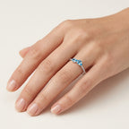 Dainty Diamond & Semi precious Ring worn by model - Vicenza Miami