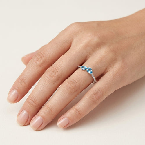 Dainty Diamond & Semi precious Ring worn by model - Vicenza Miami