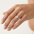 Sovereign Diamond Ring Yellow Gold Diamond worn by model - Vicenza Miami