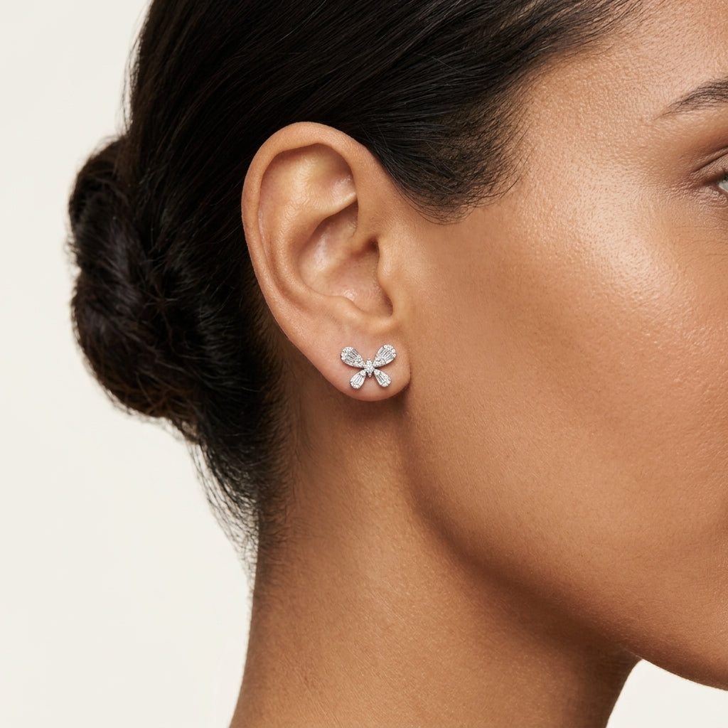 Embellished Diamond Earring worn by model - Vicenza Miami