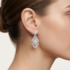 Classic Diamond Chandelier Drop Earrings worn by model - Vicenza Miami