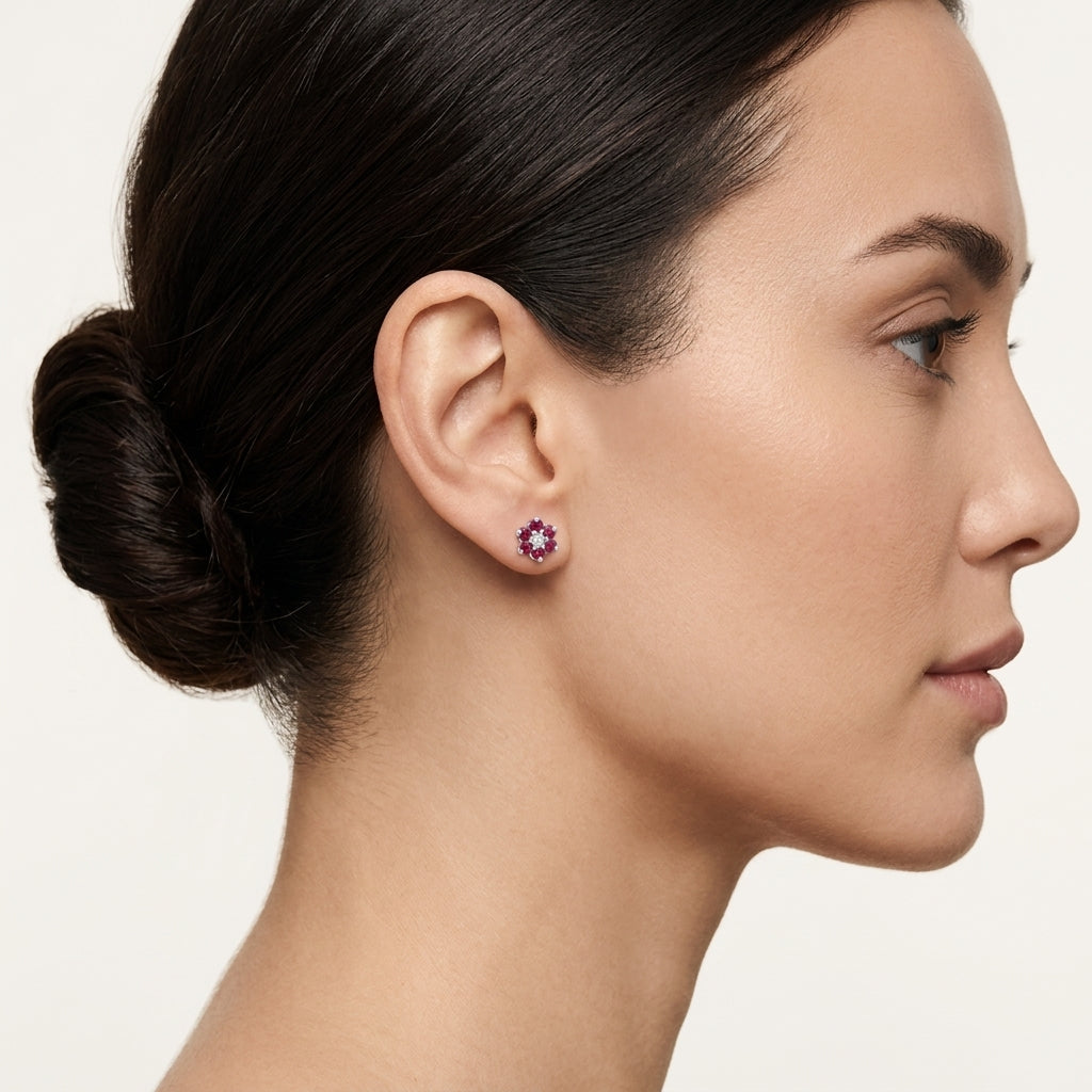 Essence Diamond Earring worn by model - Vicenza Miami