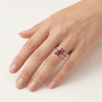 Double Row Ruby & Diamond Ring worn by model - Vicenza Miami