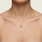 Luxe Diamond Pendant Yellow Gold Diamond worn by model - Vicenza Miami