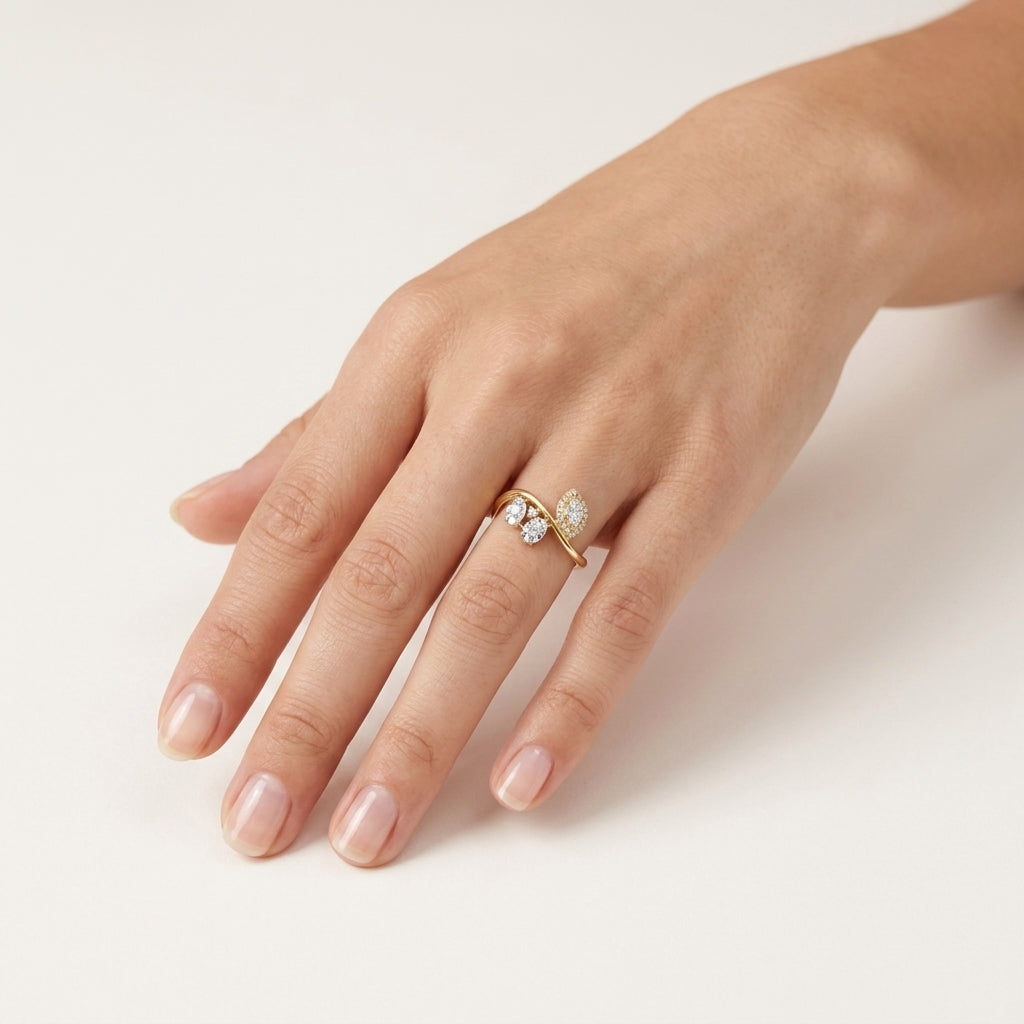 Ornate Diamond Ring worn by model - Vicenza Miami