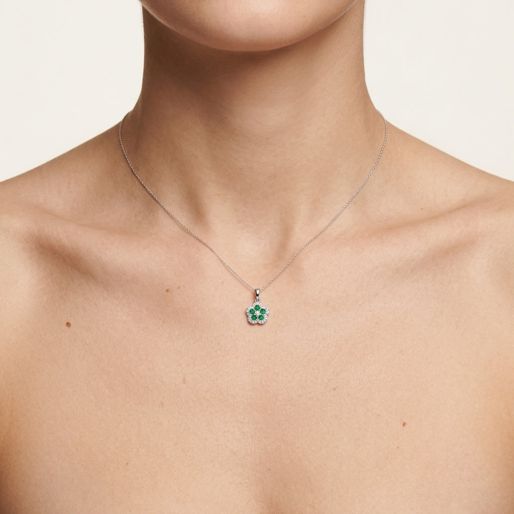 Emerald Pendant worn by model - Vicenza Miami