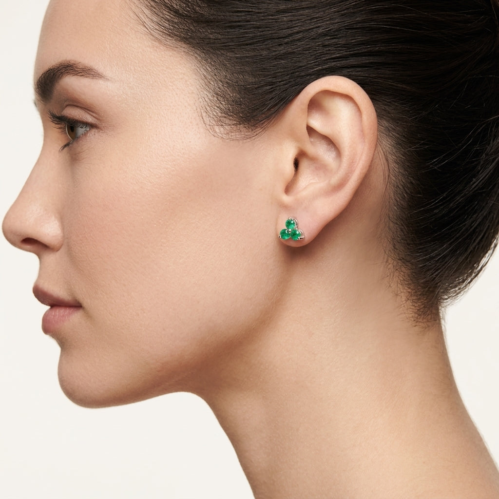 Petite Emerald Earring worn by model - Vicenza Miami
