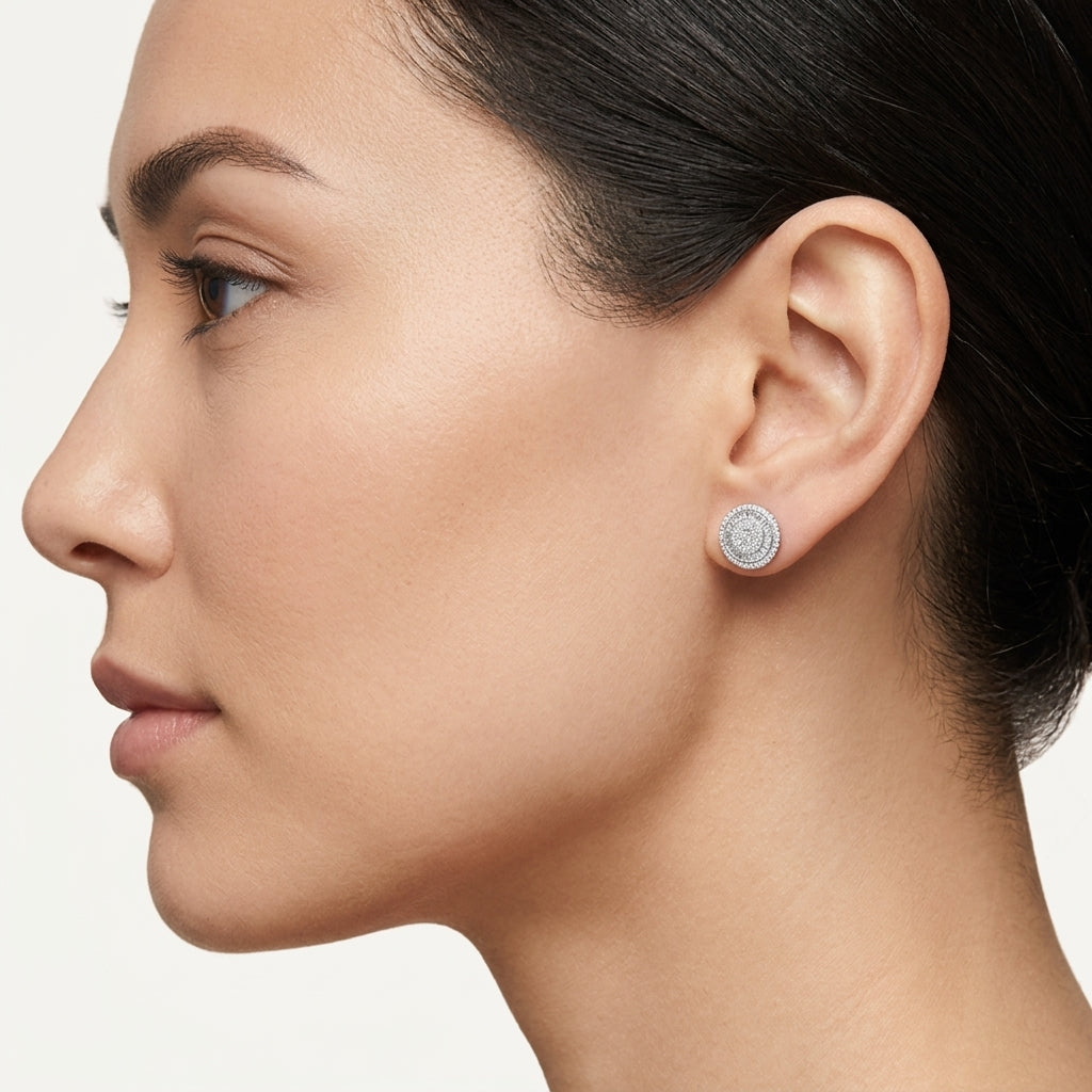 Celestial Diamond Cluster Earring worn by model - Vicenza Miami
