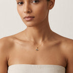 Petite Sapphire Pendant worn by model - Vicenza Miami
